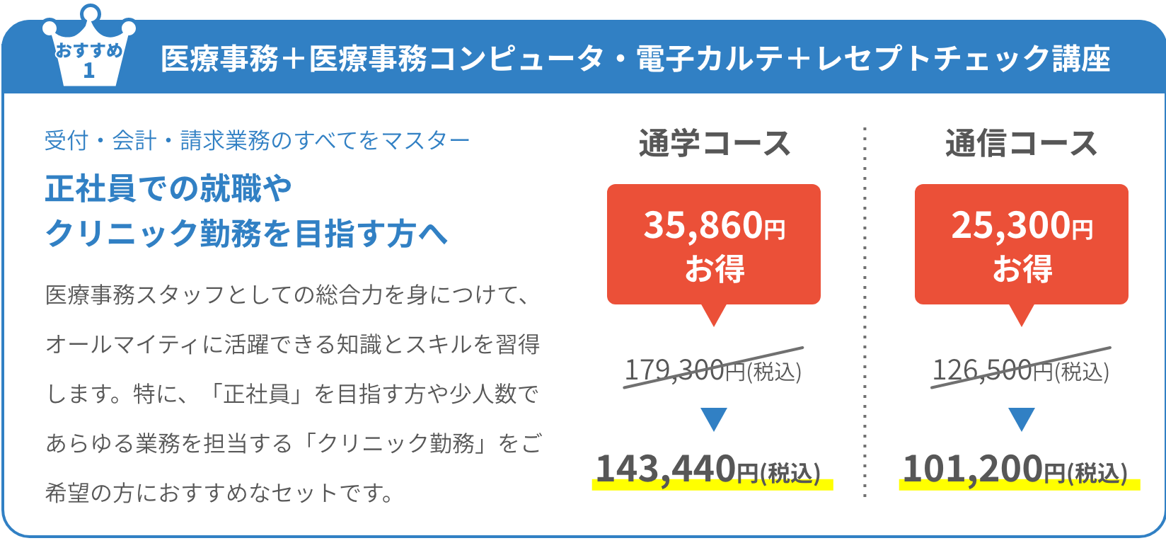 医療事務＋医療事務コンピュータ・電子カルテ＋レセプトチェック講座