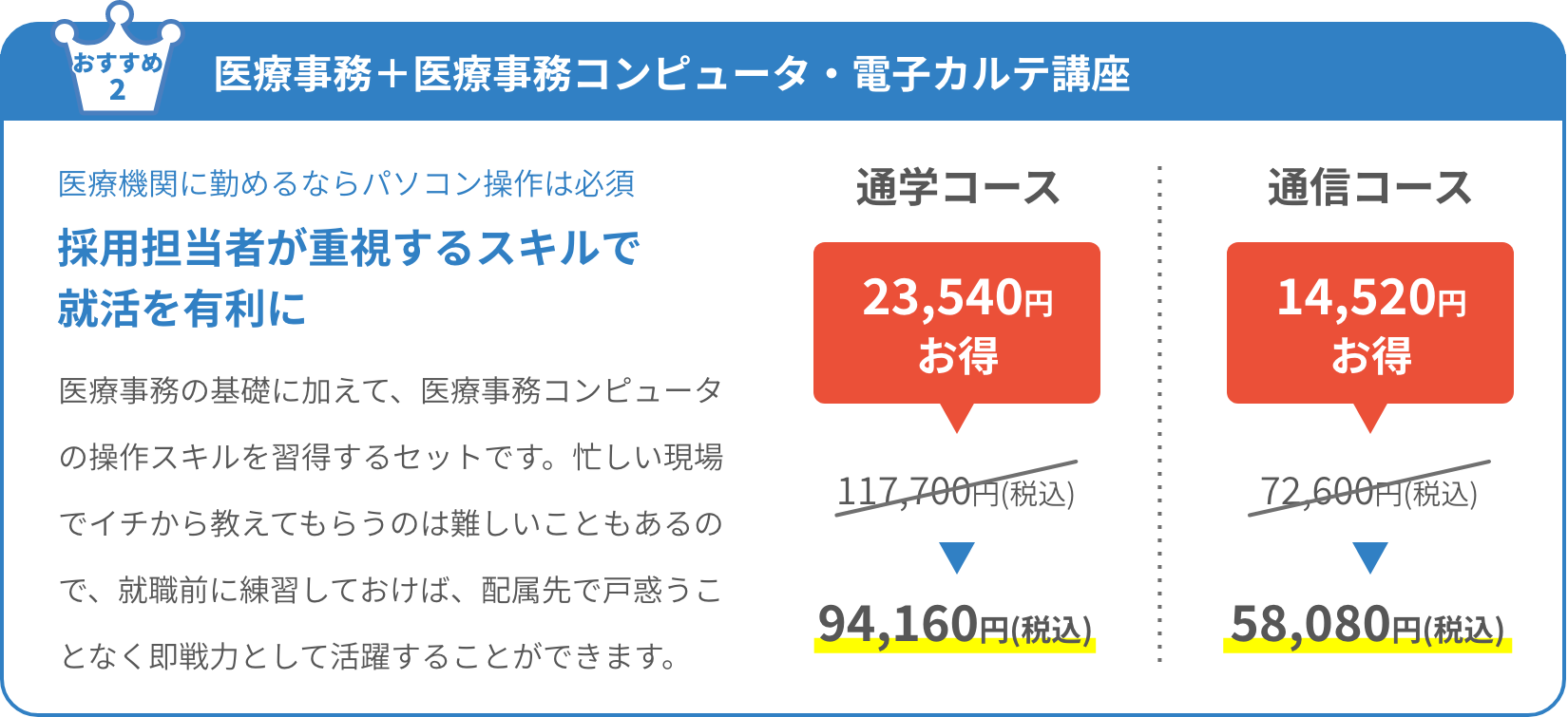 医療事務＋医療事務コンピュータ・電子カルテ講座