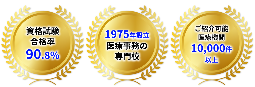 試験合格率90.8% 1975年設立の医療事務専門学校 ご紹介可能医療機関10,000件以上